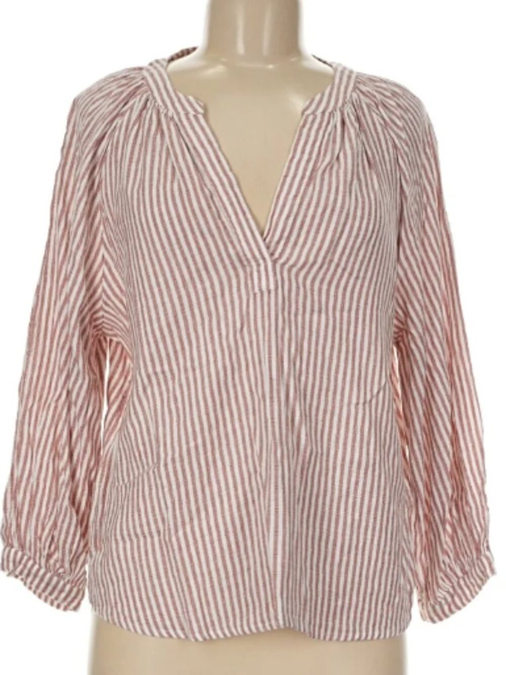 NWT Everve Katie Stripe Popover 3/4 Sleeve Top Size L